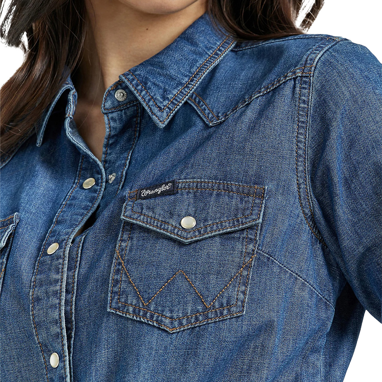 Port Authority Ladies Long Sleeve Perfect Denim Shirt | Product | SanMar